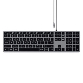 Satechi Clavier avec Câble Slim W3 Rétroéclairé avec Pavé Numérique, QWERTY Anglais, Clavier Lumineux USB-C pour MacBook Pro/Air
