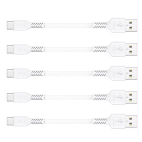10cm Câble USB C Court, [Lot de 5] Câble USB A vers USB Type C 3A Charge Rapide Cable USB C Android Auto pour Samsung Galaxy A12