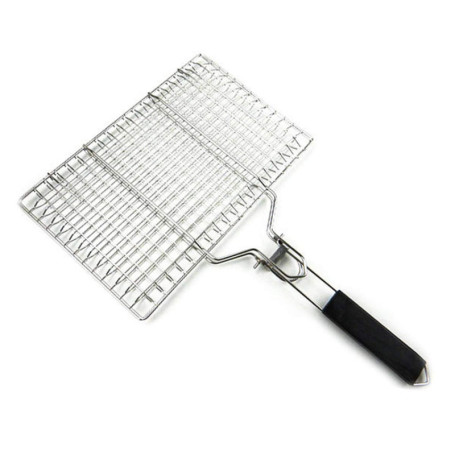 Panier Grille pour Barbecue, Panier à Griller Portable en Acier Inoxydable, Panier de Gril Pliable avec Poignée en Amovible pour