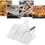 Panier Grille pour Barbecue, Panier à Griller Portable en Acier Inoxydable, Panier de Gril Pliable avec Poignée en Amovible pour