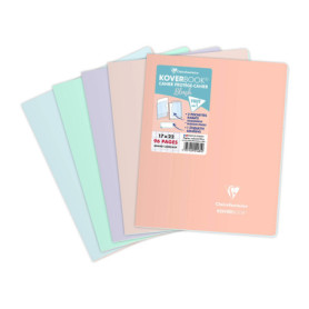 Clairefontaine 951481C Un Cahier Agrafé Koverbook Blush - 17x22 cm - 96 Pages Grands Carreaux - Papier Blanc 90 g - Couverture P