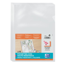 Oxford Lot de 100 Pochettes-Coin Haute Résistance A4 PVC Lisse Epaisseur 15/100ème Incolore