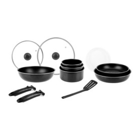 Sitram 714946 Batterie de cuisine 14 pcs Alu noir : 2 manches amov. 1 Wok Ø28cm 2 Poêles Ø24,28 3 Casseroles Ø16,18,20 2 Couv. V