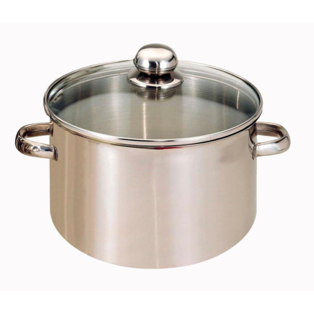 BAUMALU - Faitout avec Couvercle Verre - Acier Inoxydable - Tous Feux dont Induction - Triple Fond Diffuseur, Répartition Homogè