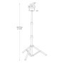 TIBELEC, 347660, Projecteur chantier télescopique LED 20W 4000°K, 1800 lumens, En polycarbonate et pied métal, Cordon longueur 2