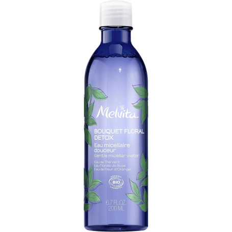 Melvita, Eau Micellaire Bio Bouquet Floral Detox, Démaquillante Douce pour Peau Nette et Éclatante, Parfaite pour un Nettoyage e