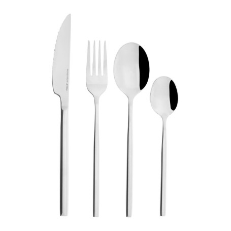 Ménagère 16 pièces Inox Gamme ORLEANS Avec 4 couteaux L 22 cm, 4 fourchettes L 20 cm, 4 cuillères à soupe L 20 cm et 4 cuillères