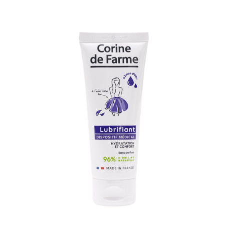 Corine de Farme, Lubrifiant Hydratation et Confort Intime 75ml, Formule à base d'eau et Aloe Vera bio, incolore, sans parfum, no