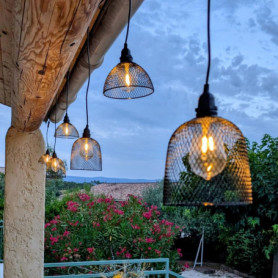 LEALIGHT blachere illumination Guirlande Guinguette Abat‑Jour LED 2,5 m – 6 Ampoules Filament Blanc Chaud – Câble Noir – Connect