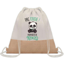 Sac à dos toile et jute Kenzo Pas Touche Panda | Sac de Sport et Gym avec cordelettes | Idée Cadeau Collègue Noël Anniversaire |