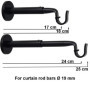 Support mural extensible et réglable pour barre de rideaux, ø 19 mm, longueur 18-25 cm, couleur noir, (1 lot de 2 supports de tr