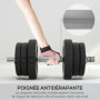 HOMCOM Ensemble d'haltères courtes total 25 kg - dumbbell paires - poids réglable - barres incluses - entraînement musculaire & 