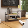 HOMCOM Organisateur de Bureau, étagère de Rangement de Bureau à 2 Niveaux, étagère en Bois et Structure métal Noir, 42 x 16,5 x 