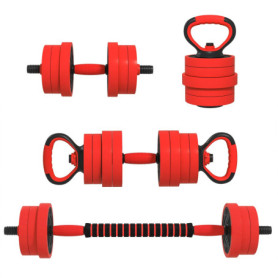SPORTNOW Kit haltères musculation, haltères réglables 4 en 1, 20 kg, avec des disques et barres, clips de sécurité, revêtement e