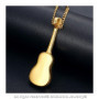 LE BAGACIER - Pendentif Guitare Voyageur Gipsy Acier Plaqué Or + Chaîne