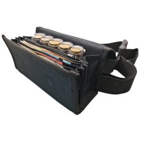 CLAIRE-FONCET Sacoche Banane Serveur en Toile Tissu Polyester, avec Monnayeur Distributeur 5 Pièces d'Euros gradué et Transparen