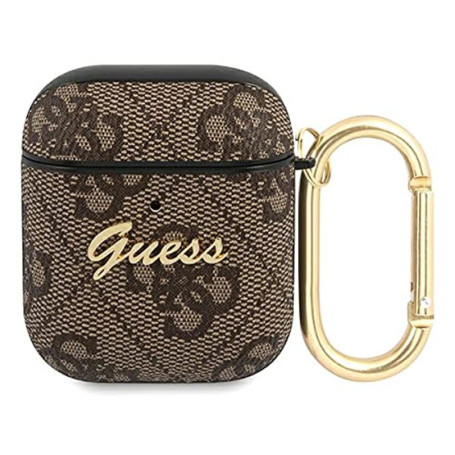 Guess GUA24GSMW Housse pour AirPods Marron 4G Script Metal Collection