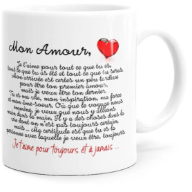 Mug Amour Tirade Idée Cadeau Original Femme Homme Tasse Message drôle Humour Déclaration pour Ami Couple Amoureux Collègue Mari 