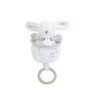 DOUDOU ET COMPAGNIE - Boîte à Musique Lapin Doudou Blanc – Peluche Musicale Ultra Douce Bébé avec Anneau Bois – Doudou Veilleuse