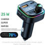 Transmetteur FM Bluetooth Voiture, Chargeur Double USB-C (5V/3.1A) & USB-B (12V-24V), Écran LED, Kit Mains Libres, Microphone In