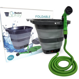 Bucket Spray - Seau d’Arrosage Portable avec Pompe Rechargeable – 15L Pliable – Pulvérisateur Autonome pour Camping, Jardin, Net