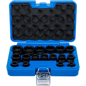 BGS 9286 | Jeu de douilles à choc, six pans, extra plates | 12,5 mm (1/2") | 8 - 24 mm | 17 pièces