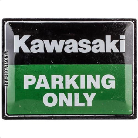 Nostalgic-Art Plaque vintage, Kawasaki - Parking Only Green – Idée de cadeau pour fans de moto, en métal, Design rétro pour déco