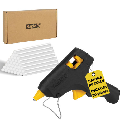Pistolet à colle chaude Rapid Hobby avec 30 bâtons de colle transparents inclus, Compatible colle Ø7 mm pour loisirs créatifs, r