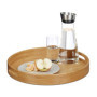 Relaxdays 10020235 Plateau de service rond en bambou plateau repas transport poignées HxlxP: 5 x 38,5 x 38,5 cm apéritif bois, n