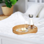 Relaxdays 10020235 Plateau de service rond en bambou plateau repas transport poignées HxlxP: 5 x 38,5 x 38,5 cm apéritif bois, n