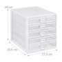 relaxdays Organiseur de Bureau, 5 tiroirs, inscriptible, Trier dossiers, Rangement en Acier 29 x 27,5 x 35,5 cm, Blanc