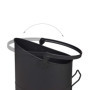relaxdays Seau à pellets, Jeu de 3, poignée et Anse Rabattable, 21, 25 et 30 cm, en métal, Accessoire de cheminée, Noir
