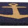 Relaxdays Paillasson Coco, 40 x 60 cm, Tapis d’entrée Motif Ancre, antidérapant, Maritime, intérieur & extérieur, Bleu