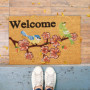 relaxdays Paillasson Coco, Inscription Welcome & Motif Cerisier, Tapis d’entrée intérieur & extérieur, 40x60 cm, Nature