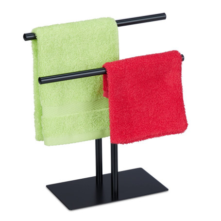 relaxdays Porte-Serviettes, Deux Barres, H x L x P : 31 x 28,5 x 12 cm, pour la Salle de Bain et la Cuisine, Noir