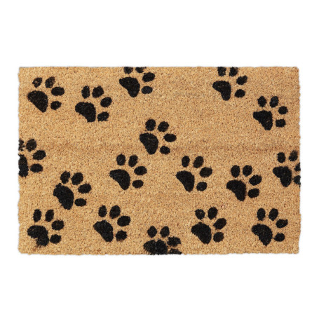 Relaxdays Paillasson Coco, Pattes, 60x40 cm, Tapis d’entrée pour intérieur et extérieur, antidérapant, Nature/Noir