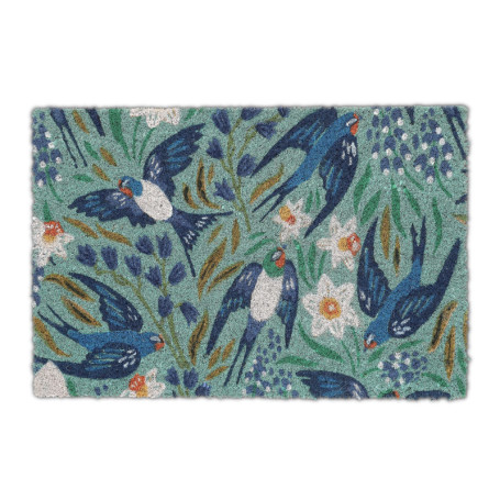Relaxdays Paillasson Coco, Motif Hirondelles, Tapis de Porte résistant aux intempéries, 40 x 60 cm, Multicolore