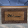 Relaxdays Paillasson Welcome, Coco Caoutchouc, 45x75 cm, Tapis d’entrée intérieur extérieur, antidérapant, Marron/Nature, 1 unit