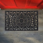 Relaxdays Paillasson Caoutchouc, 45x75 cm, antidérapant, résistant, extérieur, Tapis d’entrée, Ornements, Noir