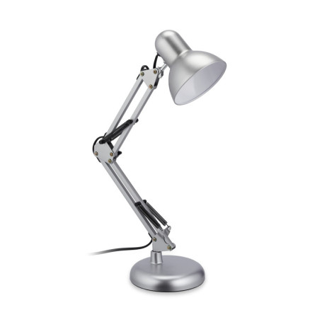 Relaxdays Lampe de Chevet rétro, Bras articulé, Douille E27, Abat-Jour inclinable, métal, pour Bureau/Table, argenté