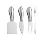 Relaxdays Plateau de fromages & Plateau en Ardoise, 3 Couverts, récipient à Sauce, 4 fourchettes, Bambou, Nature - Noir