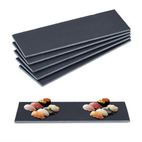 Relaxdays Plat de service, lot 6, pour servir votre fromage et desserts, à personnaliser, 30x10 cm, anthracite