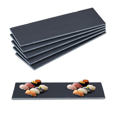 Relaxdays Plat de service, lot 6, pour servir votre fromage et desserts, à personnaliser, 30x10 cm, anthracite