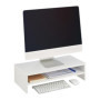 Relaxdays Support pour Moniteur, Rangement supplémentaire, Design Moderne, pour Le Bureau, HLP 14,5x54x25,5 cm, Blanc