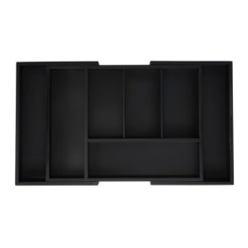 Relaxdays Range-Couverts, Extensible, 5 à 7 Compartiments, Organiseur pour Le tiroir, Bambou et MDF, Noir