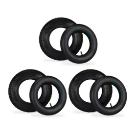 Relaxdays Roue de Diable avec Chambre à air, Lot de 3 pneus Rechange 3.50-8, Charge Max. 154 kg, Noire