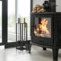 Relaxdays Couverts de cheminée, Lot de 5 pièces, tisonnier, Pelle & Balai à Cendres, Pince, Support, Noir - Marron