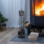 Relaxdays Serviteur pour cheminée, Lot de 5 pièces, tisonnier, Pelle, Balai à Cendres, Pince, Support, Vintage, Noir