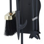 Relaxdays 5 pièces pour la cheminée, Pelle, Balai, Pince & serviteur, Fer, Accessoires poêle à Bois, Noir - doré