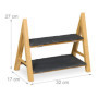 Relaxdays Plateau de Service 2 Niveaux, Plats en Ardoise, HLP 27x32x17 cm, présentoir Rustique Bambou, Naturel/Gris